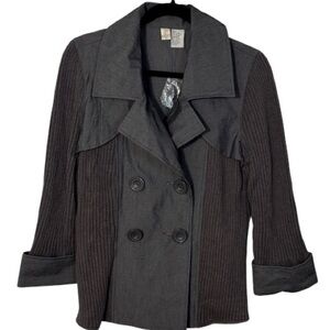 REQ Jacket Grey Double-Breasted Knit  3/4 Cuff‎ Sleeve in Size L  NWT